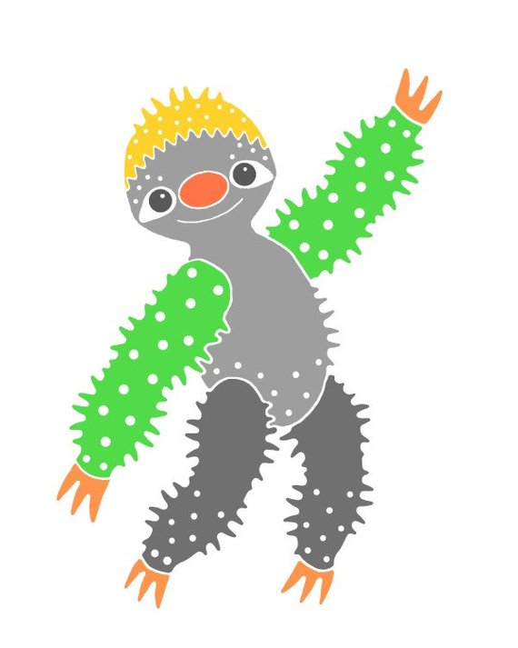 570x713 animal drawing sloth art print modern nursery art cute sloth etsy