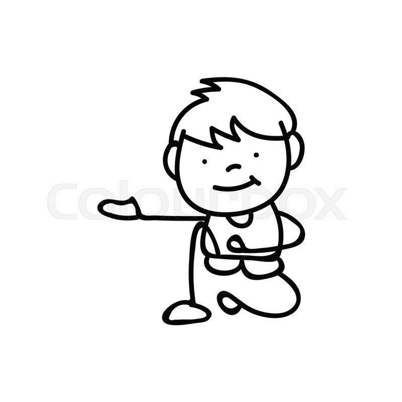 800x800 Hand Drawing Cute Boys Line Art Stock Vector Colourbox