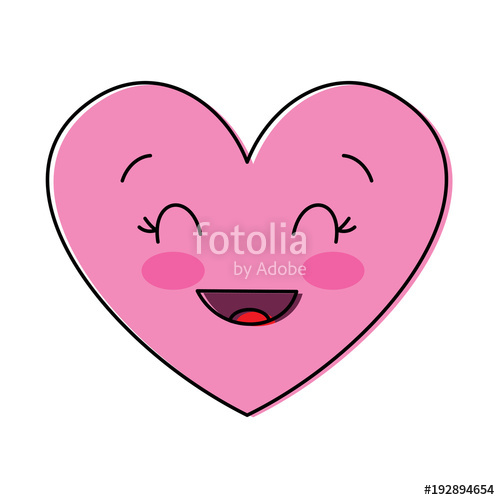 500x500 Cute Cartoon Heart Smiling Happy Character Vector Illustration
