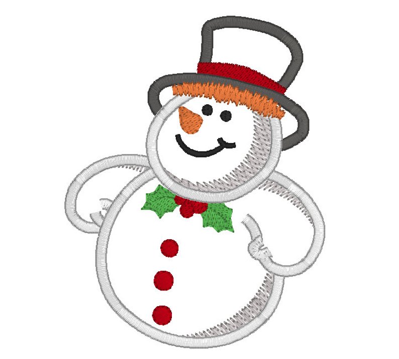 794x713 Cute Snowman Applique Machine Embroidery Design Chubby Etsy