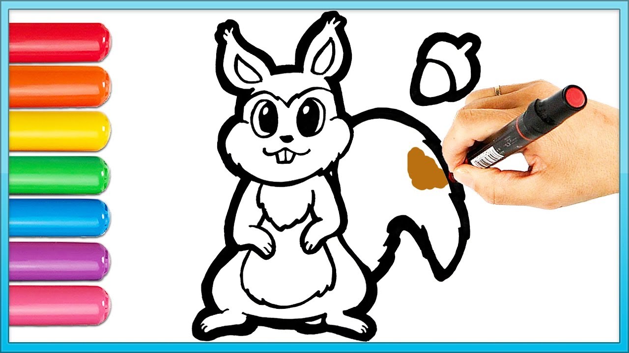 1280x720 Glitter Cute Squirrel Coloring And Drawing Painting For Kids