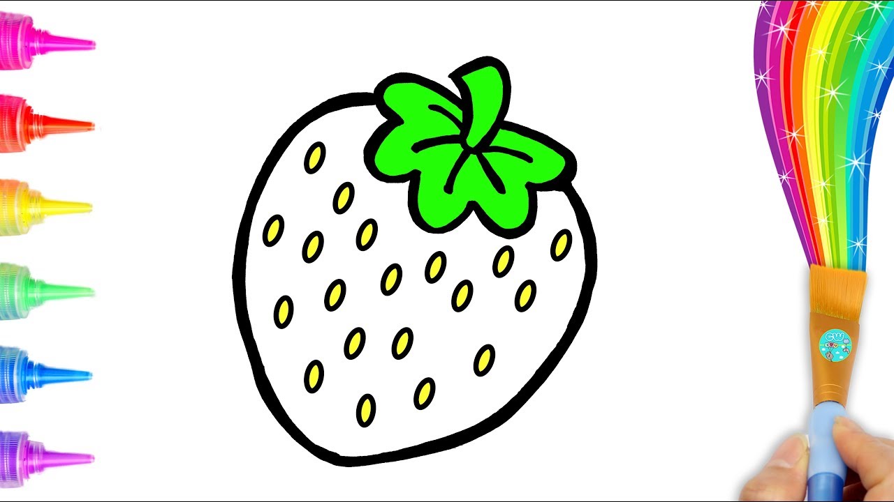 1280x720 Cute Strawberry Coloring And Drawing For Kids, Toddlers Creative
