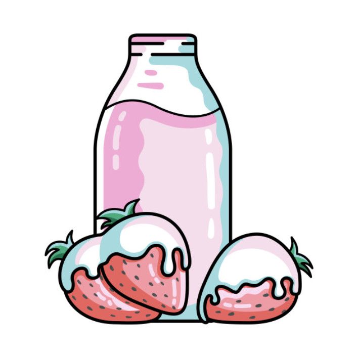 706x706 Cute Strawberry Milkshake Drawing Available On T Shirts, Mugs Etc