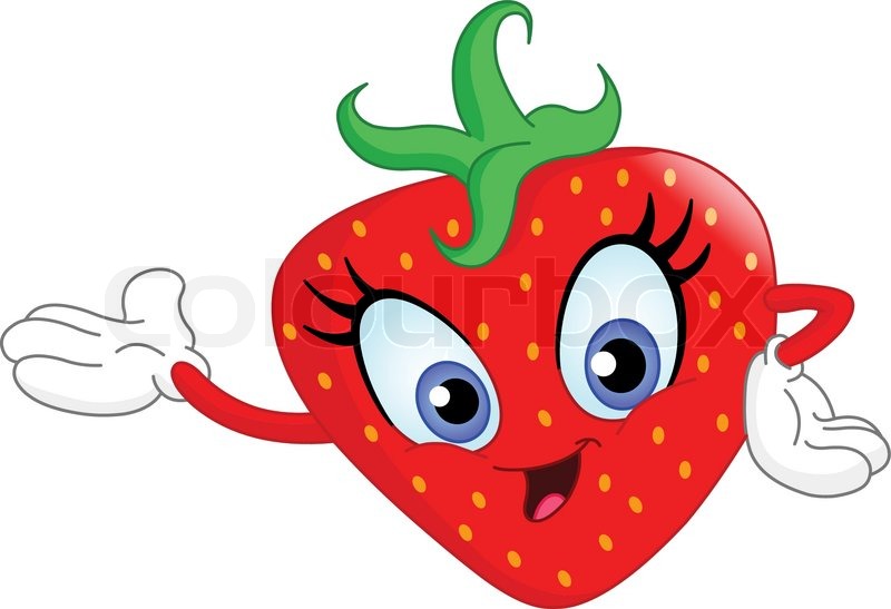 800x547 Cute Cartoon Strawberry Presenting Stock Vector Colourbox