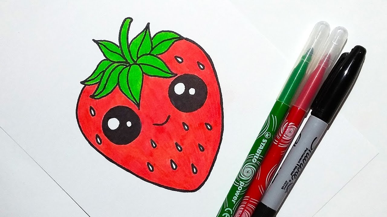 1280x720 How To Draw A Cute Strawberry Easy
