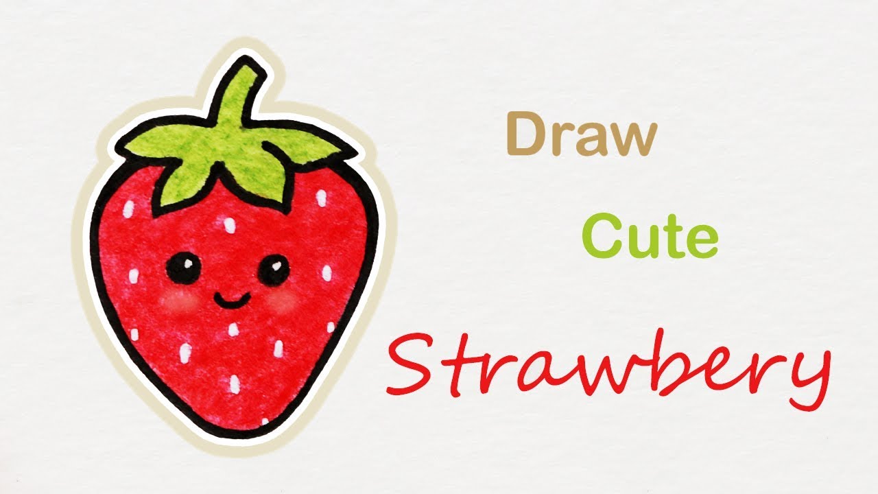 1280x720 How To Draw A Cute Strawberry Step