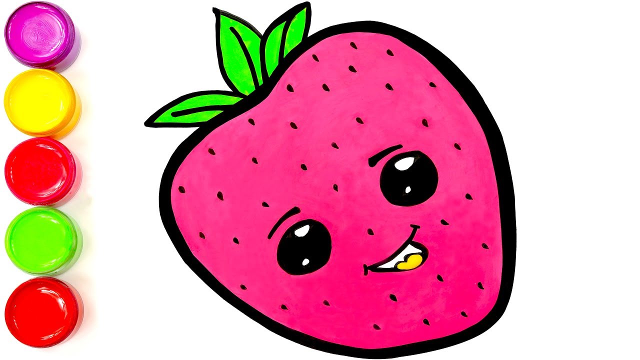 1280x720 Learn Drawing Cute Strawberry For Kids Drawing Video Tutorial