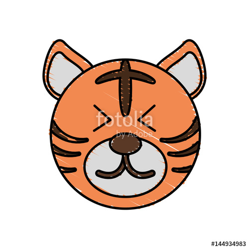 500x500 Cute Tiger Drawing Animal Vector Illustration Stock Image