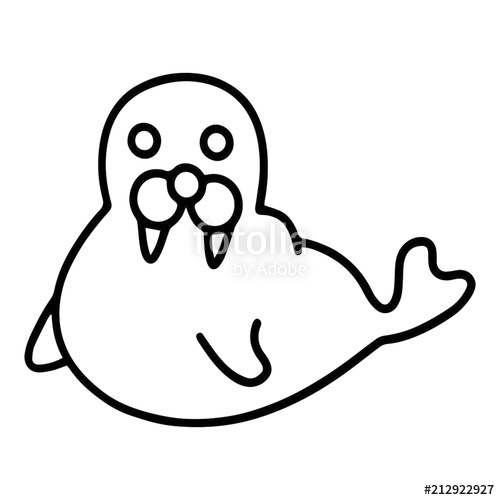 500x500 Cute Walrus Cartoon Illustration Isolated On White Background