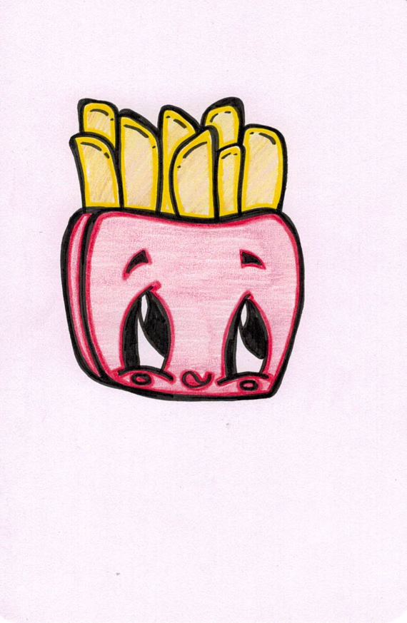 570x873 Fry Cartoon In Drawingstattoos Potato Drawing, Cute Easy