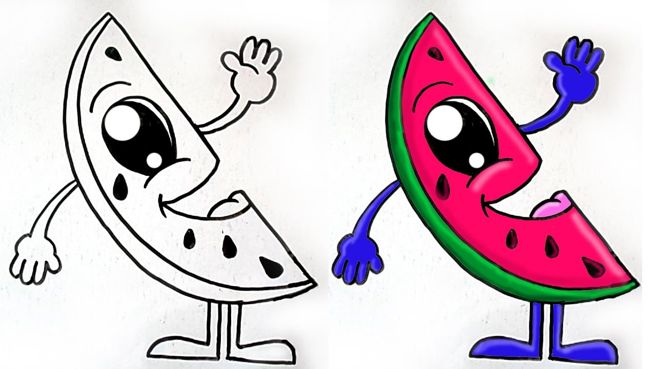 1280x720 How To Draw Watermelon Slice Cute