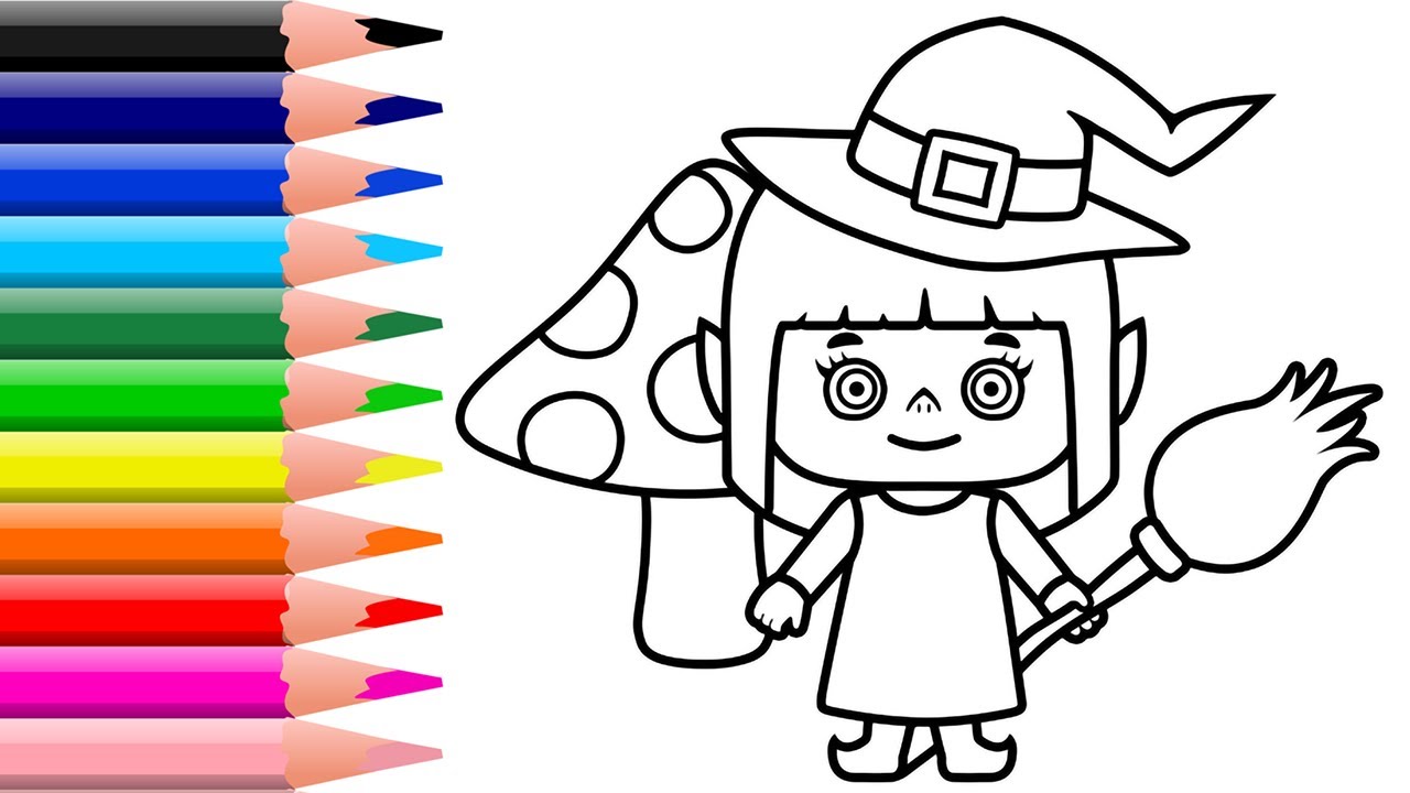 1280x720 How To Draw Cute Witch Girlcoloring Pagedrawing For Kidscolor