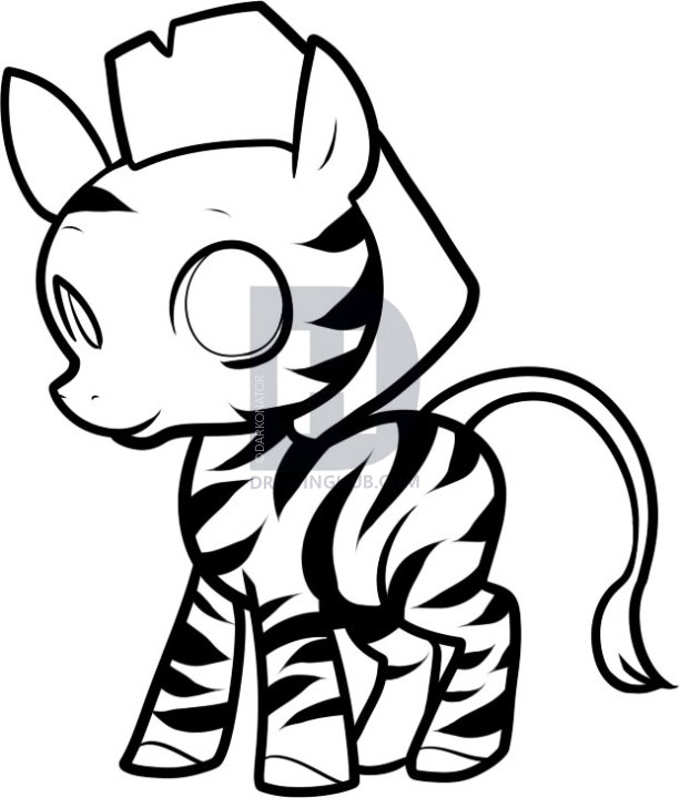613x720 How To Draw A Zebra For Kids, Step