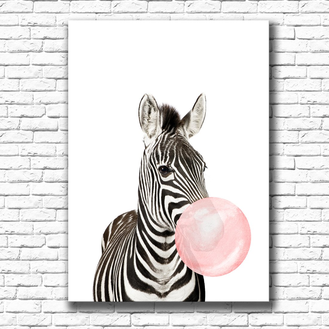 1100x1100 Garth Animals Canvas Wall Art, Modern Cute Zebra Beer
