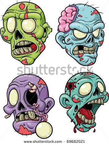 353x470 cute zombie clip art four cartoon zombie heads all in separate