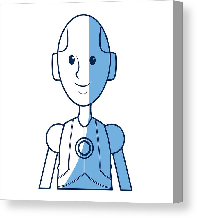 678x750 Friendly Android Robot Character Cyborg Future Canvas Print