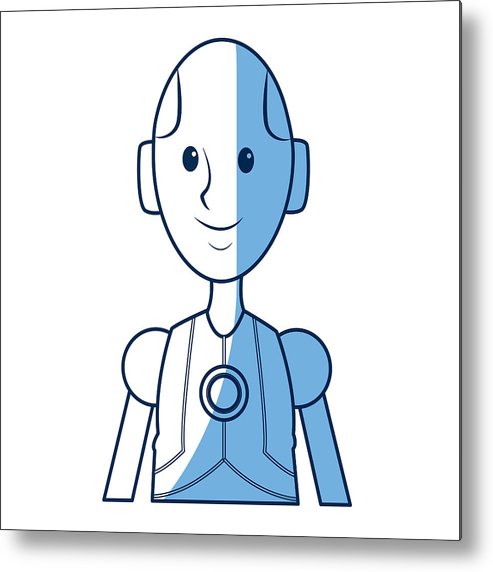 493x572 Friendly Android Robot Character Cyborg Future Metal Print