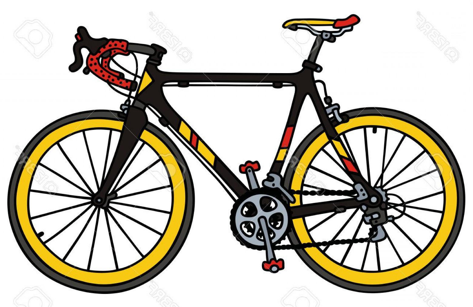 1560x1012 Photostock Vector Hand Drawing Of A Black Road Racing Bike