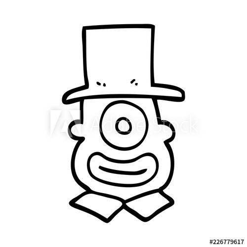 500x500 line drawing cartoon cyclops in top hat
