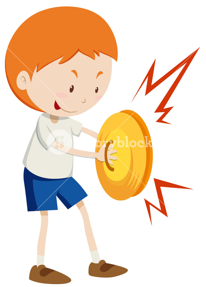 718x1000 Little Boy Playing Cymbals Illustration Royalty Free Stock Image