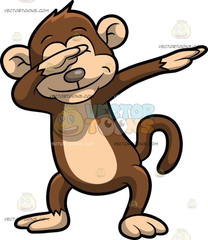 695x800 A Dabbing Monkey A Brown Monkey Raising Its Arms To The Left
