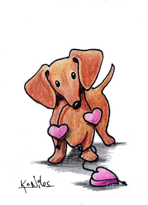 576x799 kiniart heartstrings doxie art print