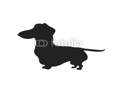 400x297 Vector Illustration Of A Cartoon Dachshund That Stands, Silhouette