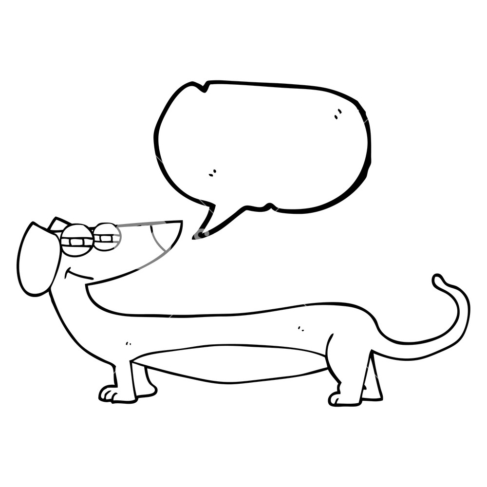 1000x1000 Freehand Drawn Speech Bubble Cartoon Dachshund Royalty Free Stock