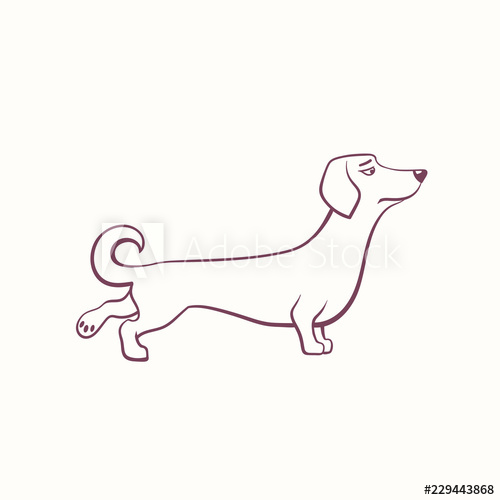 500x500 Cartoon Dachshund In The Ink Contour Style