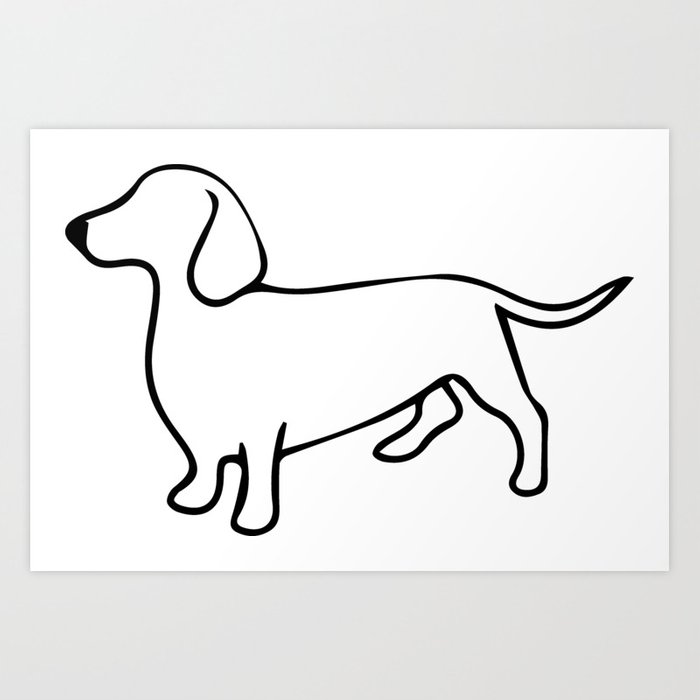 700x700 Dachshund Line Art Drawing Art Print