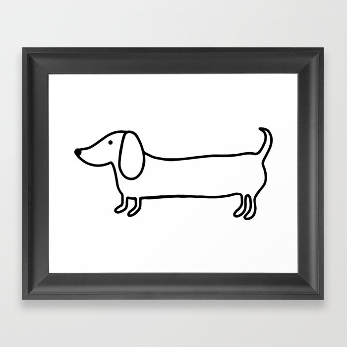 700x700 Simple Dachshund Black Drawing Framed Art Print