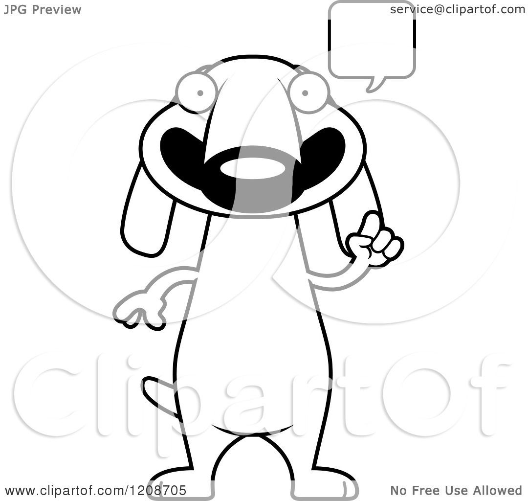 1080x1024 Cartoon Of A Black And White Talking Skinny Dachshund Dog