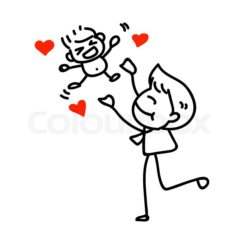 800x800 Hand Drawing Cartoon Happy Dad Playing Stock Vector Colourbox