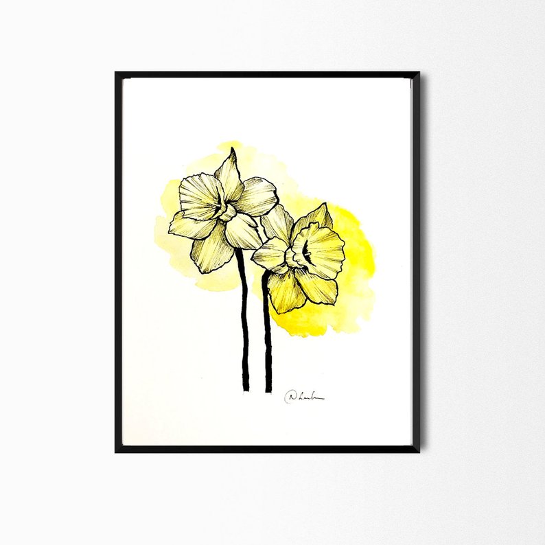 794x794 Daffodils Flower Illustration Botanical Flowers Flower Art Etsy
