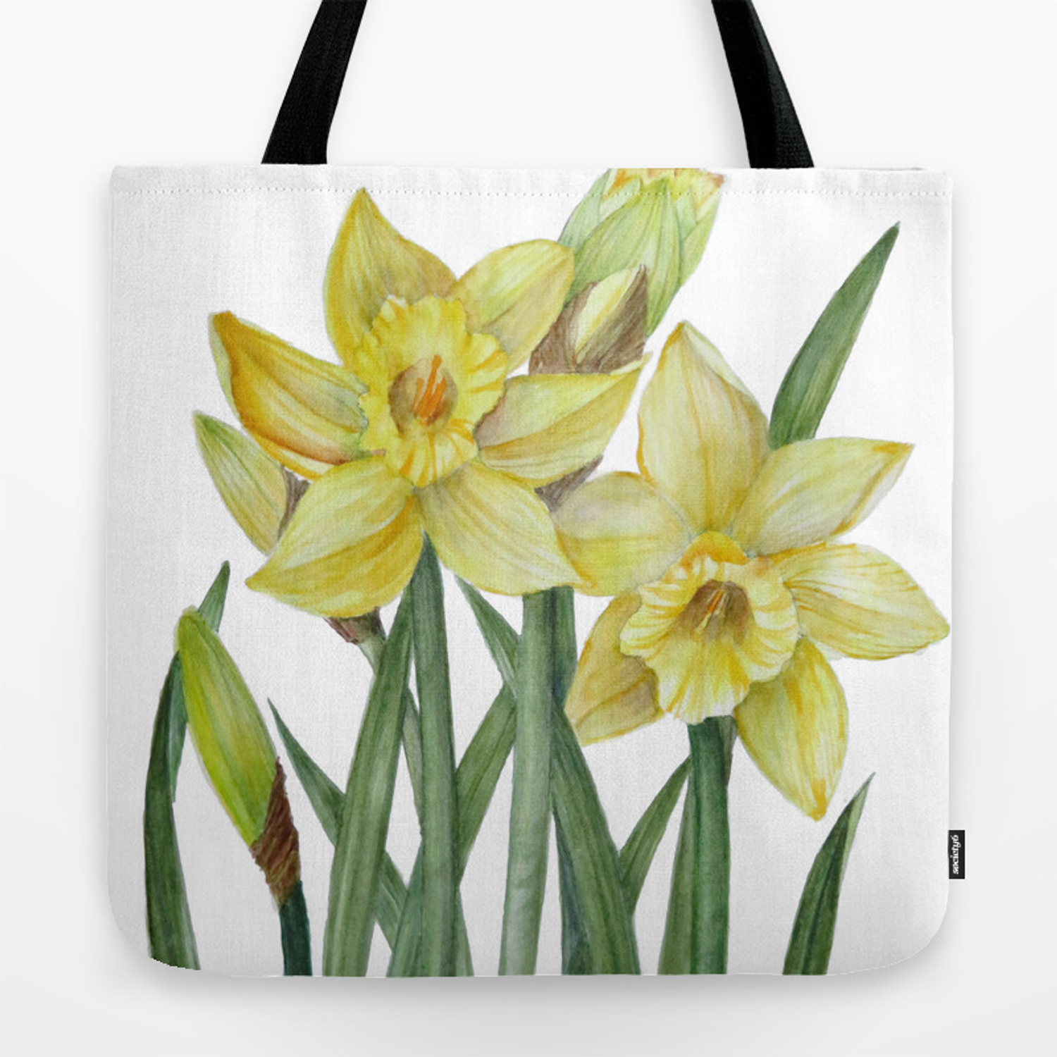 1500x1500 Watercolor Daffodils Botanical Illustration Tote Bag