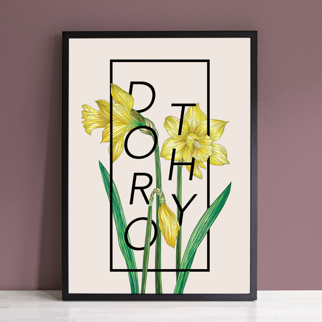 1024x1024 Personalised Daffodil Botanical Flower Print