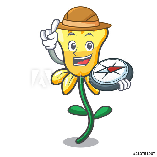 500x500 Explorer Daffodil Flower Mascot Cartoon