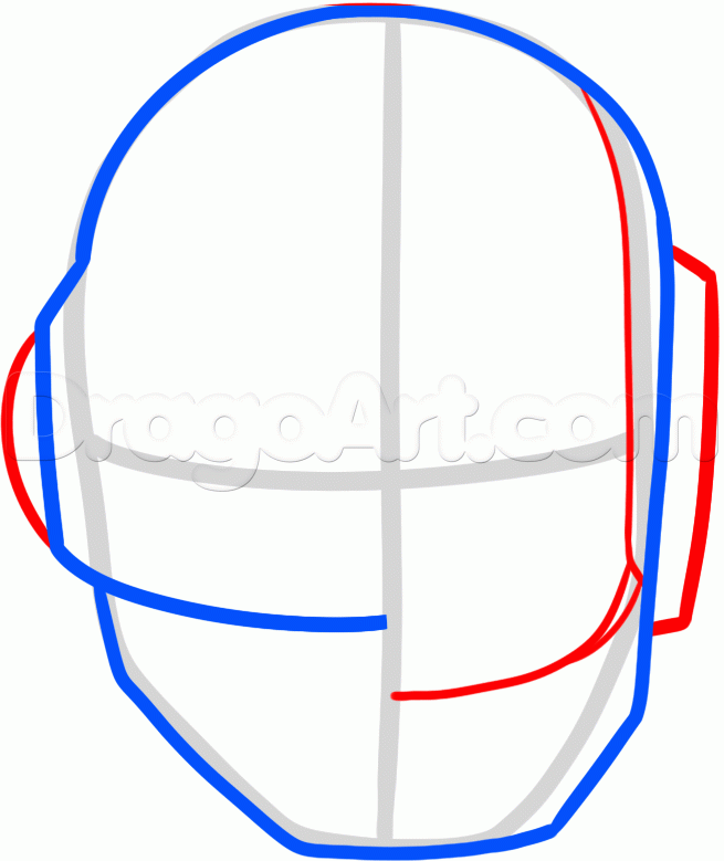 655x779 How To Draw Daft Punk Helmets, Step