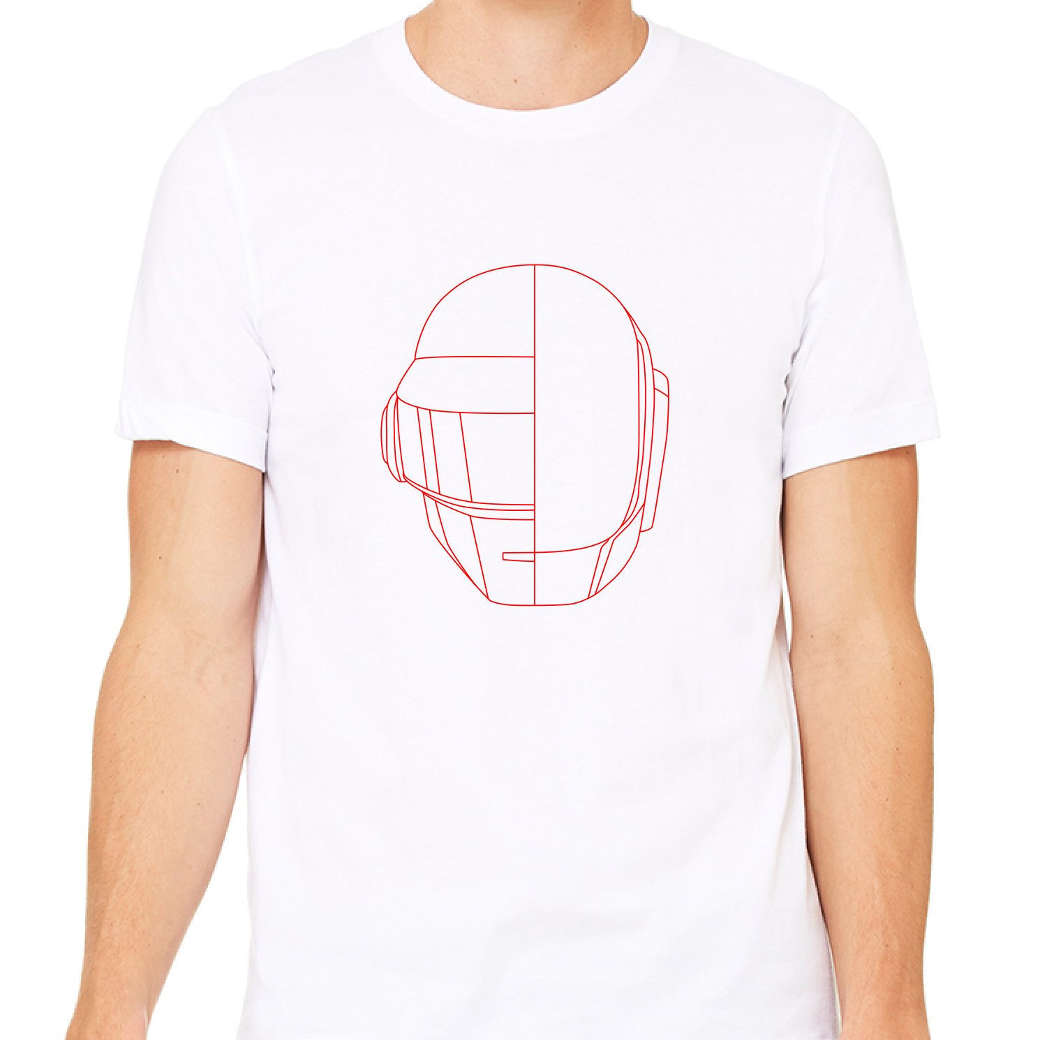 1490x1490 Daft Punk T Shirt Ram Helmet White Red Unisex Etsy