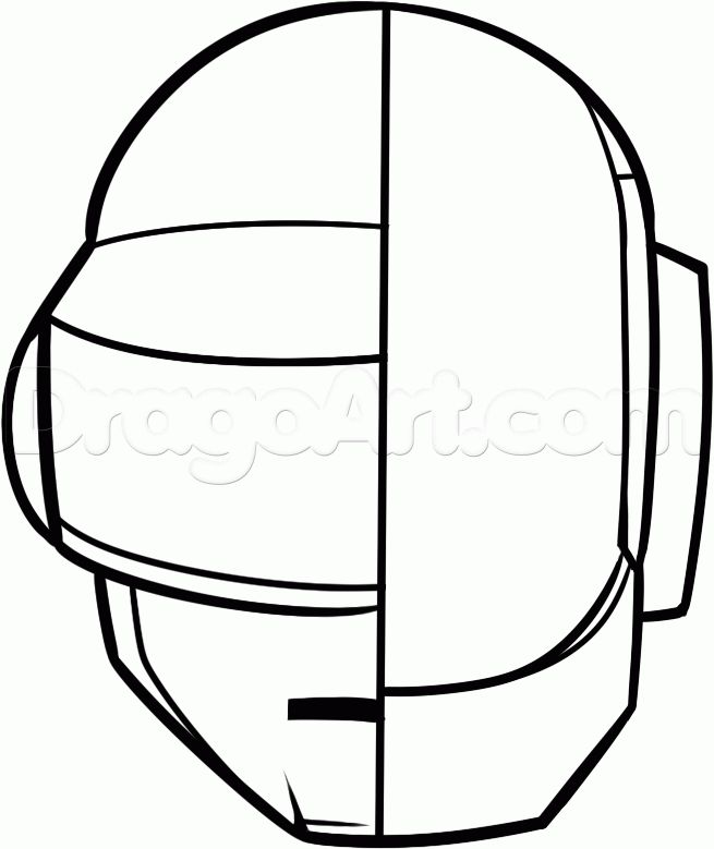 655x779 How To Draw Daft Punk Helmets, Step
