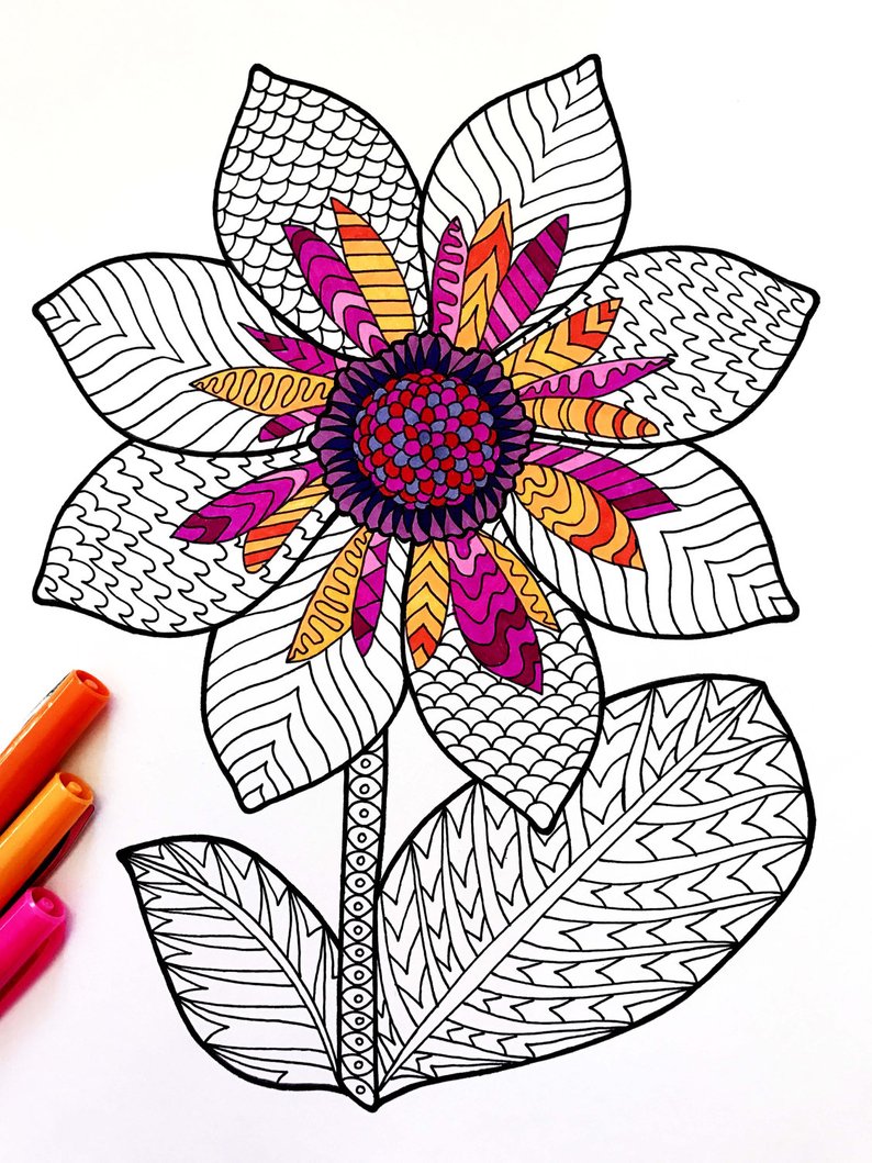 794x1059 Dahlia Pdf Zentangle Coloring