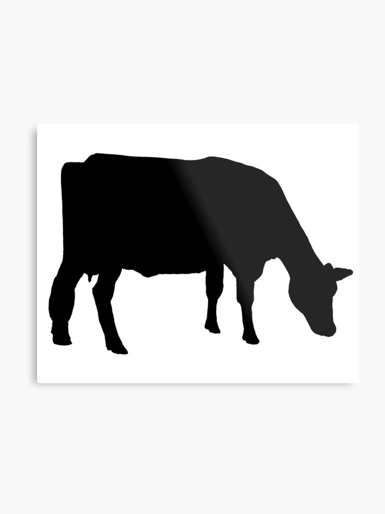 750x1000 Cow Silhouette Black Cow, Original Drawing Metal Print