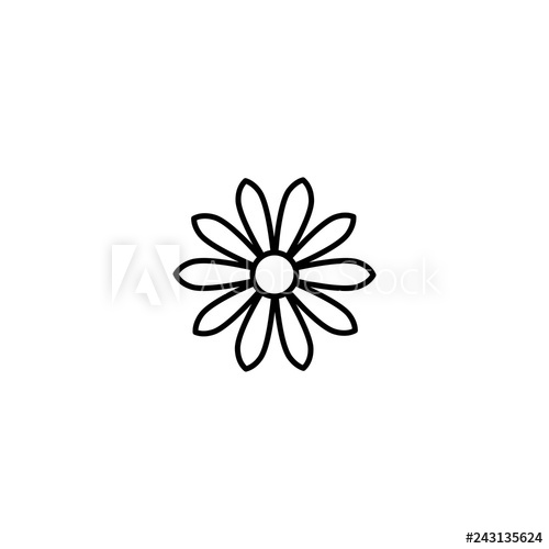 500x500 Outline Flat Icon Of Daisy Flower Line Sign Isolated On White