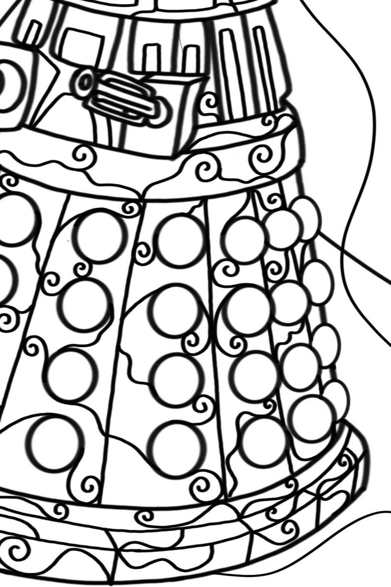 794x1190 Digital Doctor Who Dalek Zentangle Printable Coloring Sheet Etsy