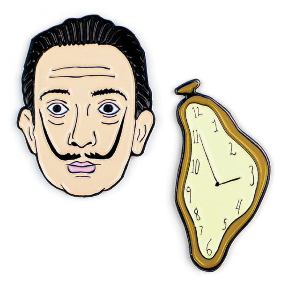950x950 set of enamel pin badges salvador dali unemployed philosophers