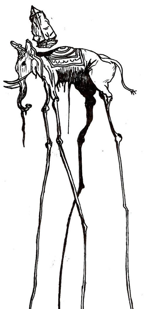 500x1046 dali elephant sketch
