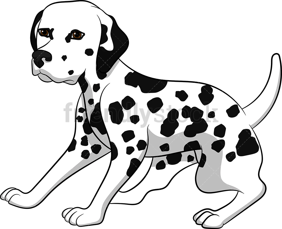 990x803 Alerted Dalmatian Dog Cartoon Vector Clipart