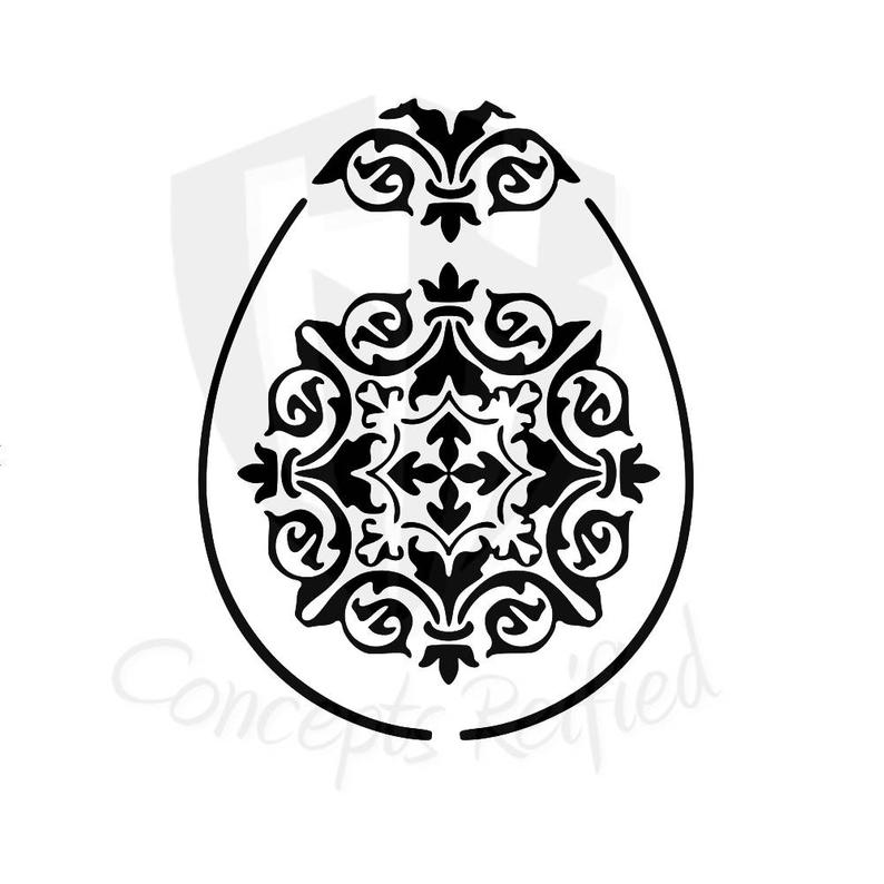 794x794 Instant Download Damask Style Easter Egg Stencil Format Etsy