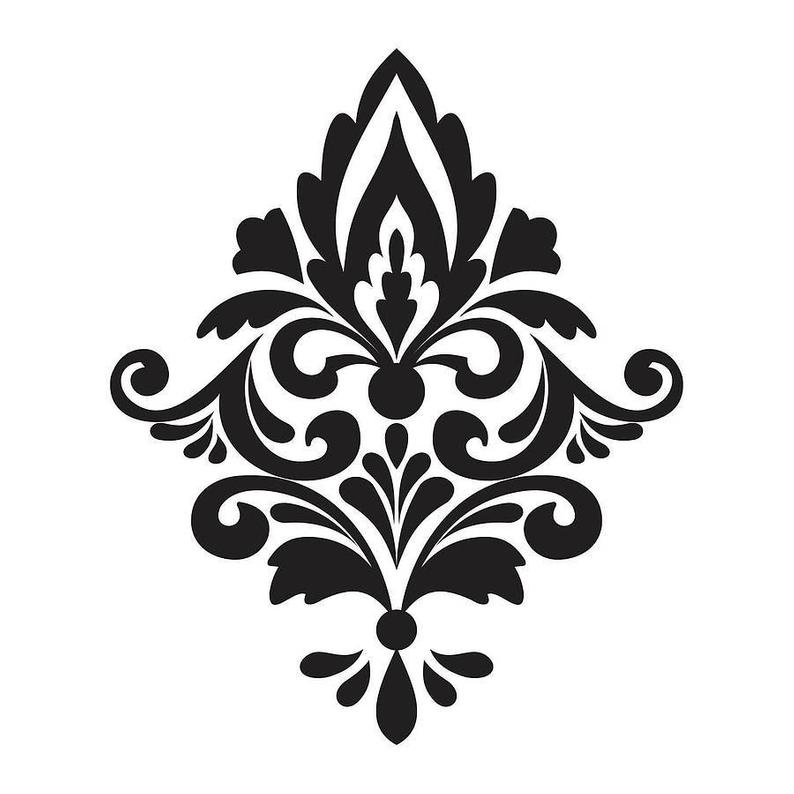 794x794 Large Damask Pattern Wall Vinyl Decal Etsy