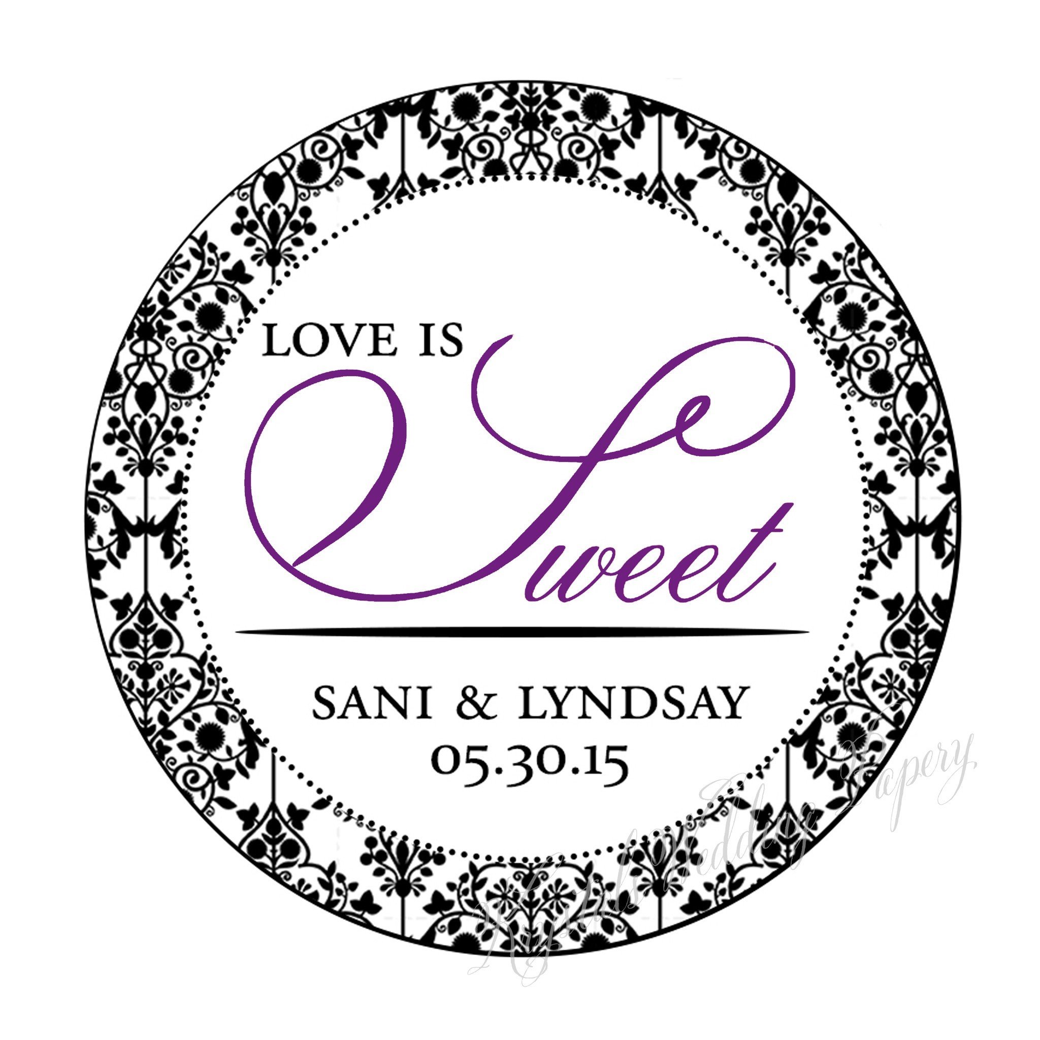 2048x2048 Love Is Sweet Damask Wedding Sticker Wedding Labels